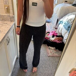 Black patterned Lululemon flare pants